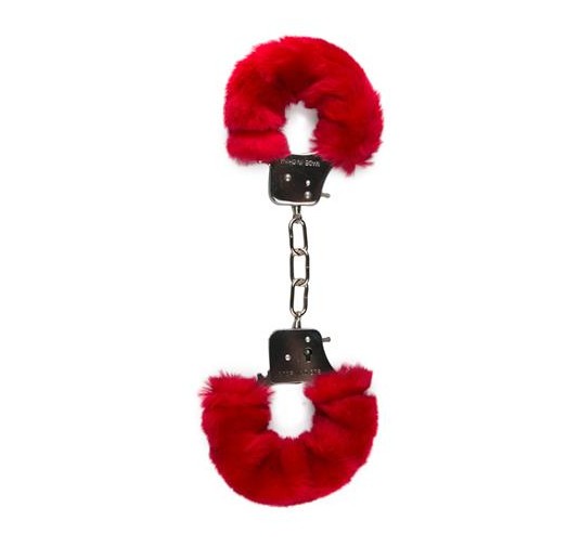 Kajdanki-furry handcuffs - red